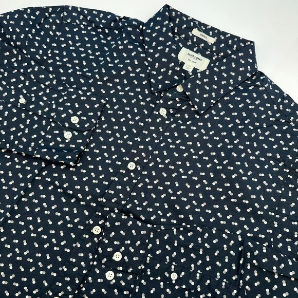 NWOT Julian & Mark Mens Ryan Geo Dot Print Slim Fit Long Sleeve Dress Shirt Navy